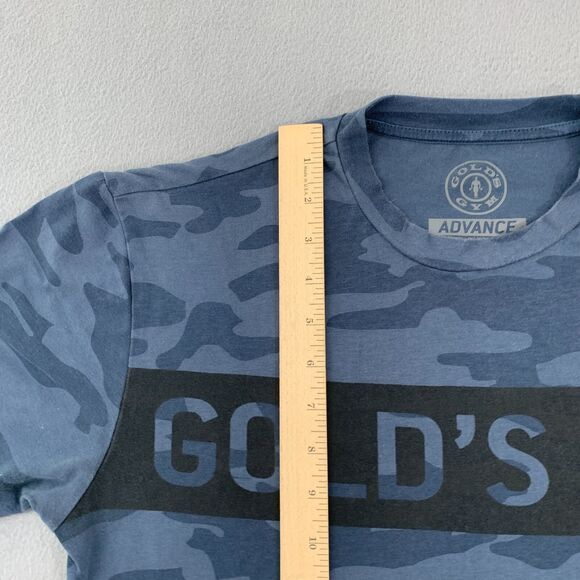Gold's Gym T Shirt Adult Small Advance Performance Apparel Camo Blue Stretch - Picture 3 of 10